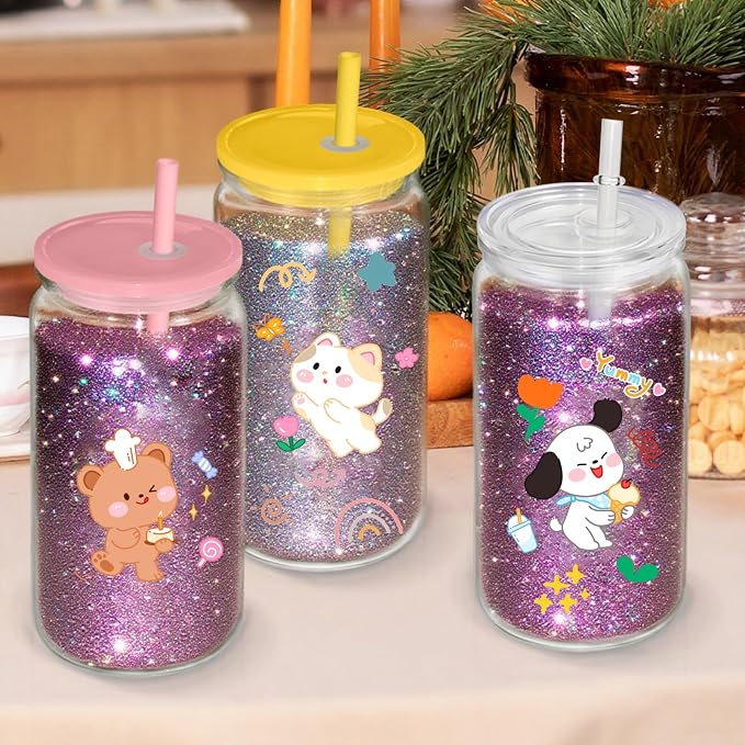 AZEAM 16 PCS Plastic Snow Globe Tumbler, 16 Oz Double Wall Snow Globe Cups | - Image 7