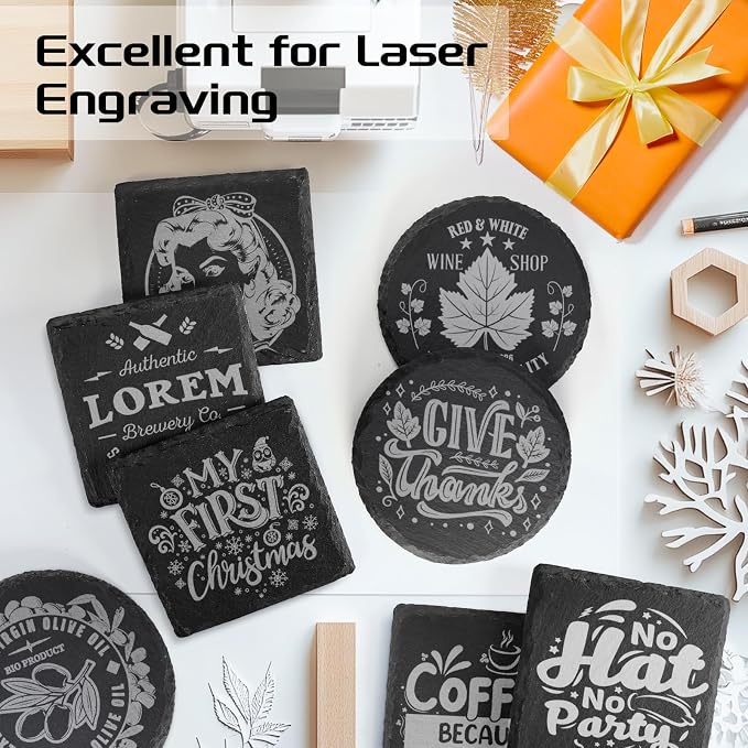 36 PCS Slate Coasters Bulk for Laser Engraving, 4 Inch 18 PCS Natural Handmade - Image 4