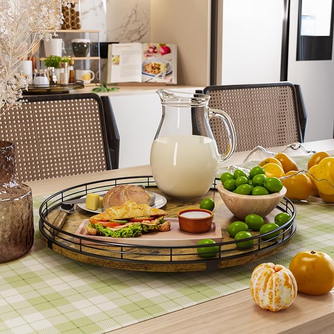 Lazy Susan Turntable Organizer for Table Top, 16’’ Round Wooden Lazy Susan for - Image 4