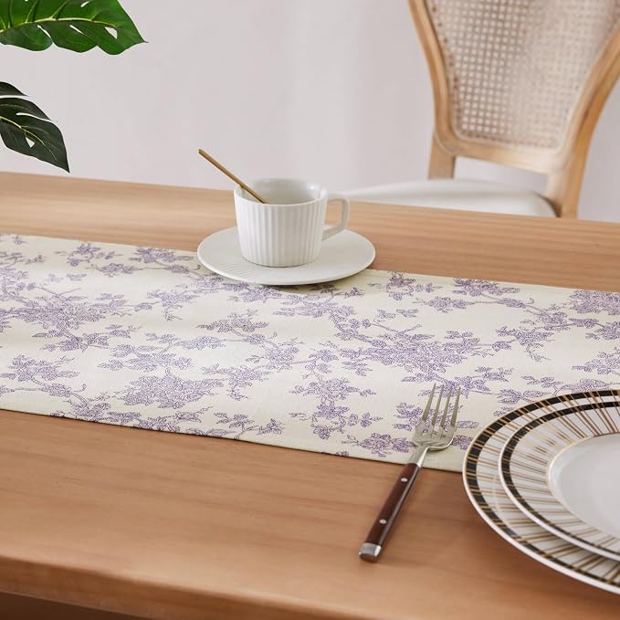 French Pastoral Farmhouse Table Runners, 13x72 Inch Purple | 100% Organic - Image 5
