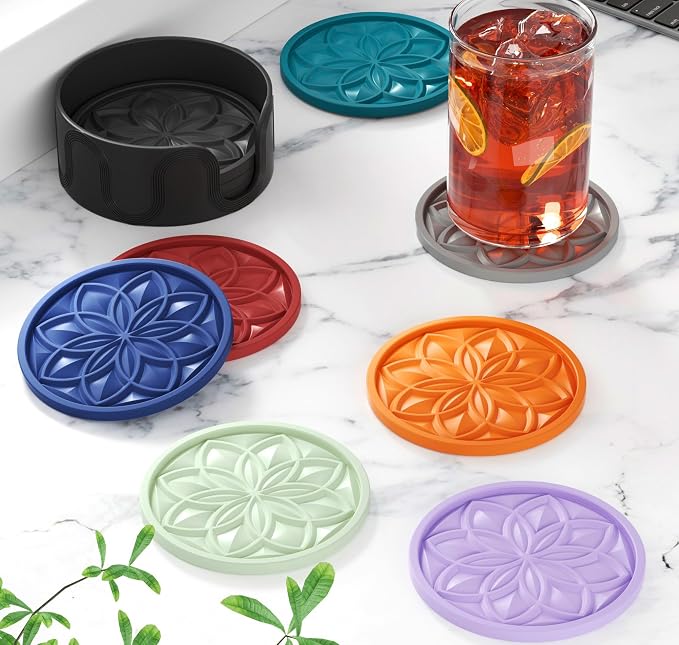 HFHOME Silicone Coasters Set for Drinks - Image 5