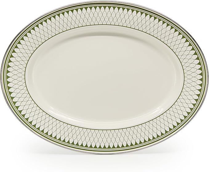Golden Rabbit Enamelware Oval Platter, 12 x 16in, Olive Sevilla | 12 x 16in by GoldenRabbitEnamelware