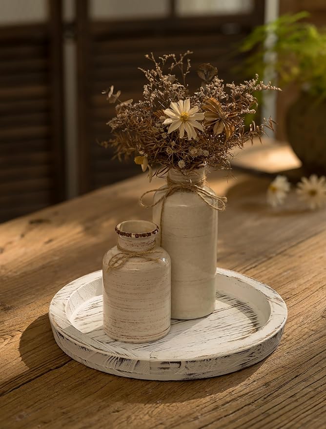Hanobe Round Wood Candle Holder Trays - Image 4