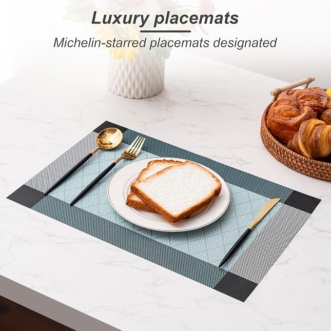 Placemats Set of 6 Washable Indoor | Outdoor Vinyl Place Mats - Image 5