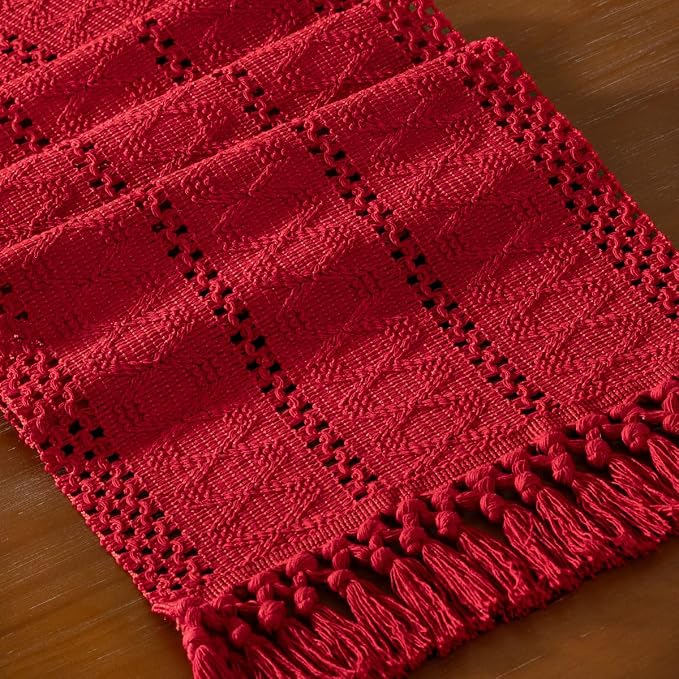 DeZerlor Boho Macrame Table Runner Spring Easter Farmhouse Woven Small Table - Image 2