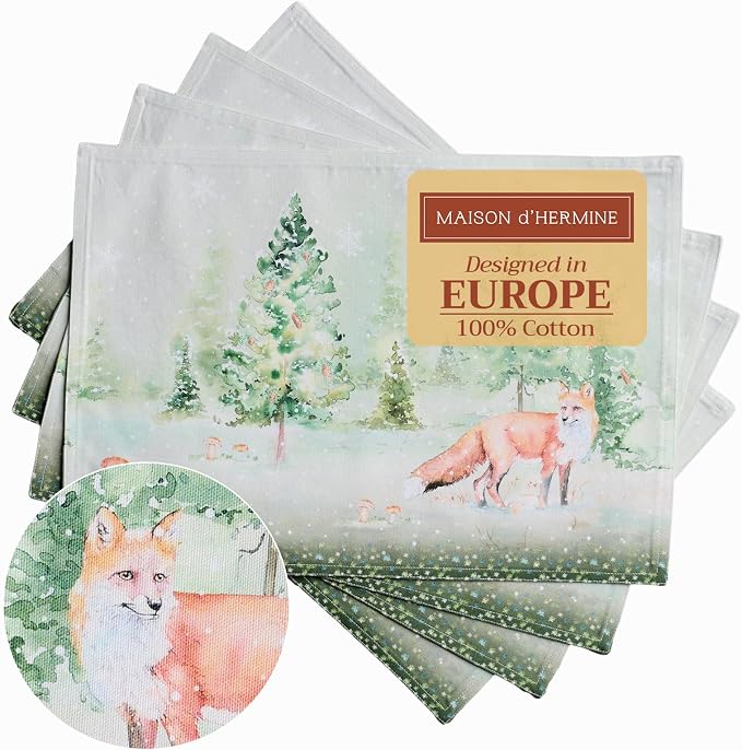 Maison d' Hermine Placemats Set of 4 Reusable 100% Cotton | Cloth Place Mats by MaisondHermine