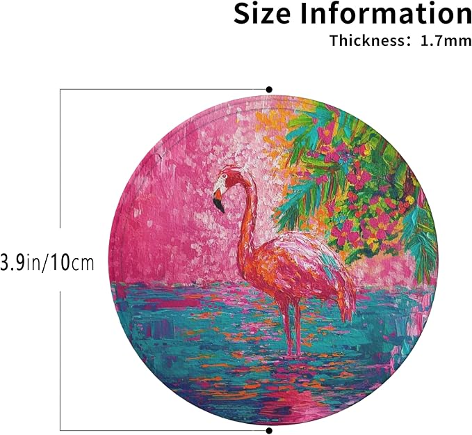 Flamingo Coasters Leather Round Drink Coasters 6 Pcs Set - Image 3