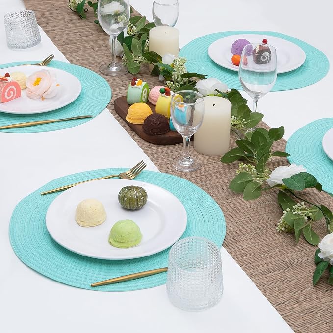 SHACOS Round Placemats Set of 6 Washable 15 inch Round Table Mats Cotton - Image 4