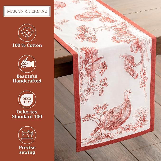 Maison d' Hermine Table Runner 100% Cotton 14.50" x 108" | Table Runners 108 - Image 2