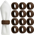 ALPHA Living HOME Woven Napkin Rings Set of 12, Rustic Farmhouse Cane Napkin by ALPHALivingHOME