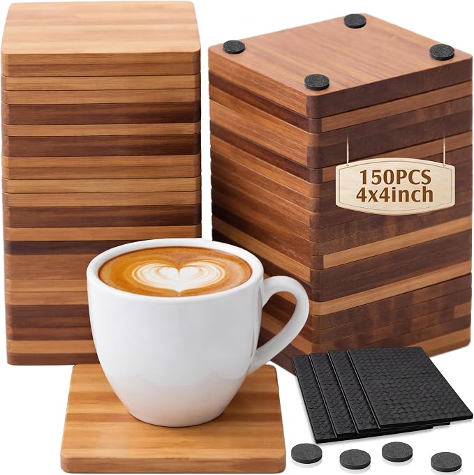 150 Pcs Unfinished Wood Coasters by Unknown