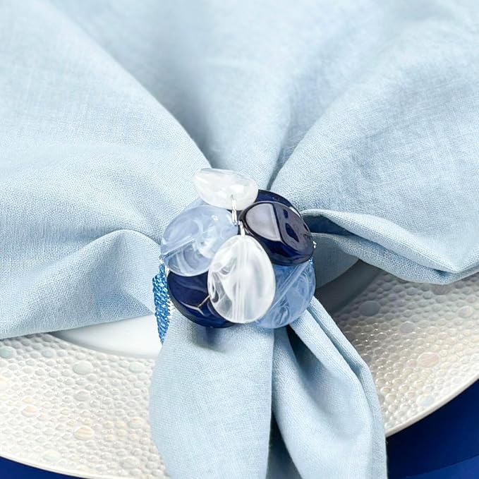 Handcrafted Acrylic Beaded Napkin Rings – Set of 4, Yacht Party, Luxury Gift - Image 2