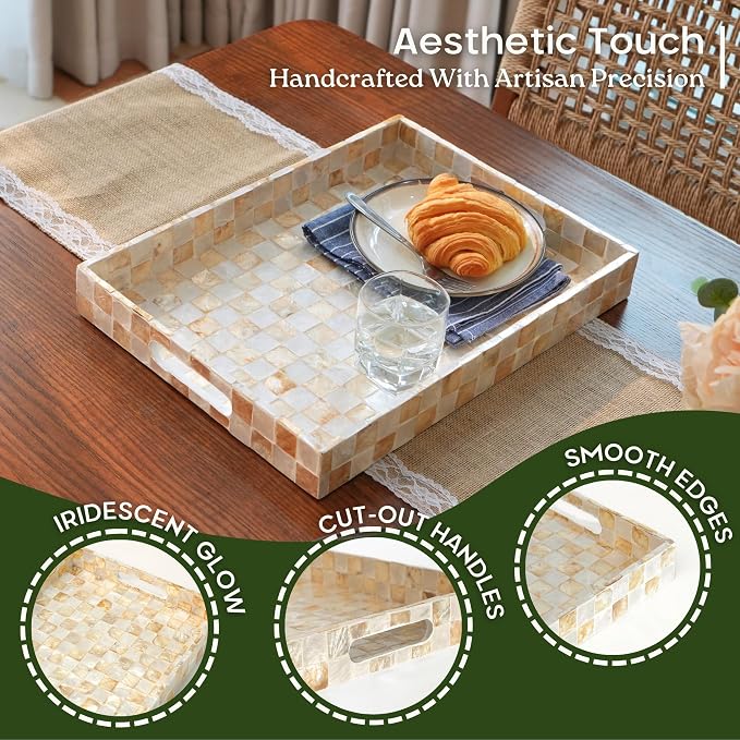 16"x12" Capiz Shell Decorative Serving Tray - Image 4