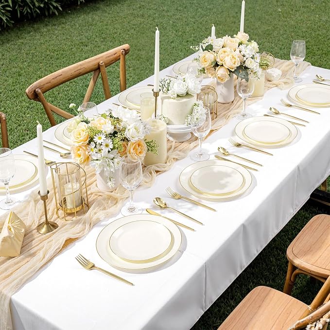 bUCLA 200PCS Ivory Plastic Plates - Image 5