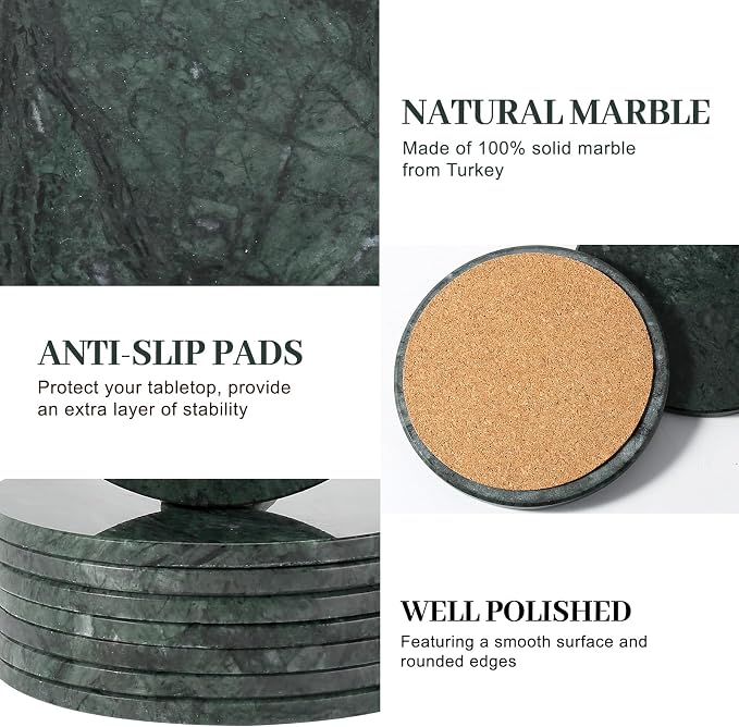Marble Coasters, Round Modern Coaster Set of 8 - Image 5