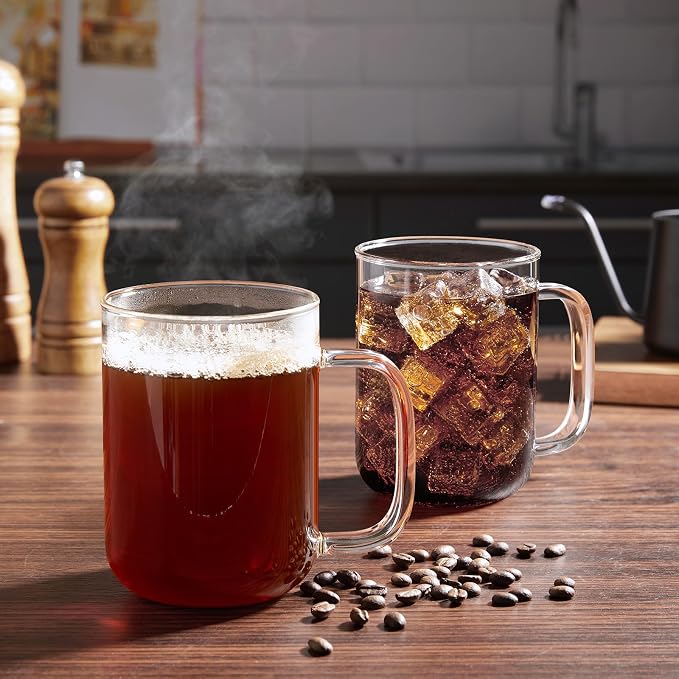 Glass Coffee Mugs, 24 oz Ice coffee cups, Large Clear Tea Cups Set of 4 - Image 7