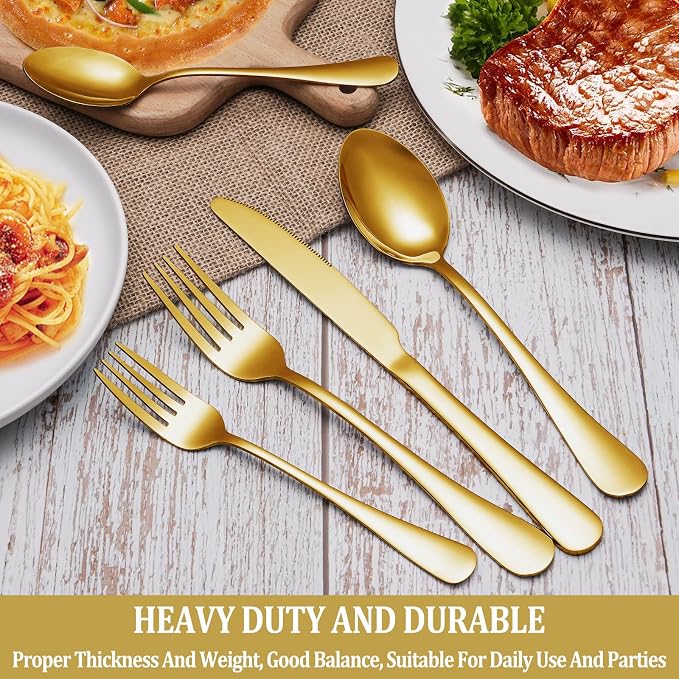 20 Pcs Gold Silverware Set Service - Image 7
