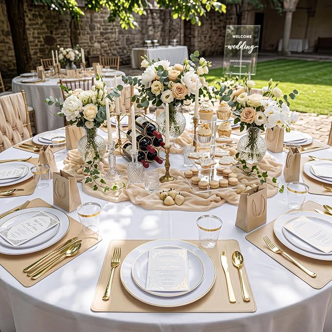 KIRE 350 PCS White and Gold Plates - Image 10