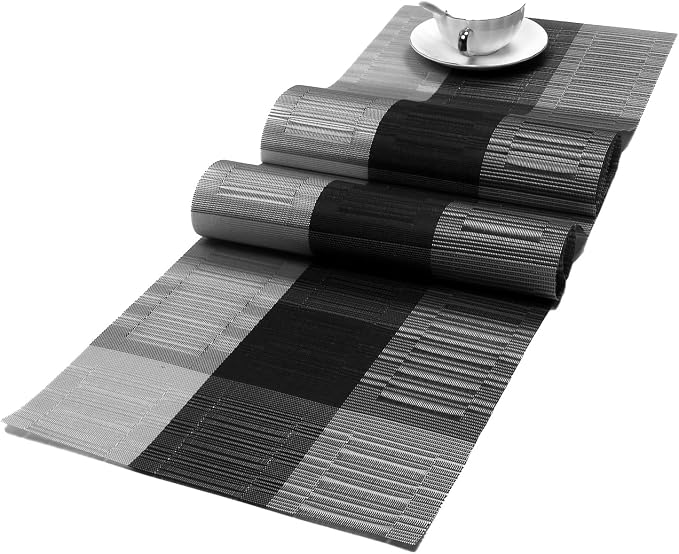 SHACOS Woven Vinyl Table Runner 12 x 54 inch PVC Runner by SHACOS