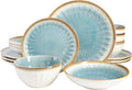 Gibson Elite Mayfair Bay 16-Piece Embossed Double Bowl Dinnerware Set, Service by GibsonHomewares