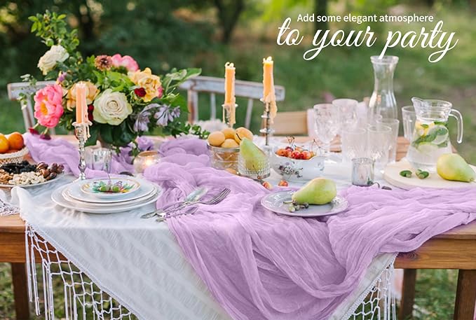 10 Pack Lavender Cheesecloth Table Runner 17x108 Inch Boho Gauze Cheese Cloth - Image 7