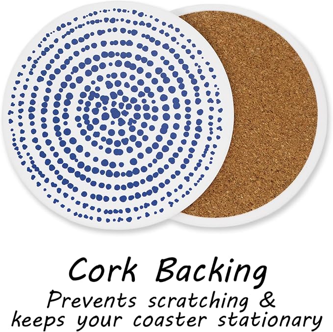 AD Set of 6 Coasters for Drinks Absorbing Round Ceramic Stone Coaster - Image 4