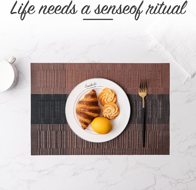 Placemats Set of 6 Washable Indoor | Outdoor Vinyl Place Mats - Image 6