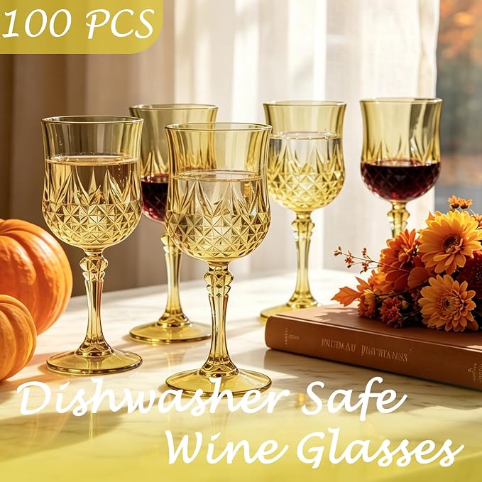100Pack Plastic Wine Glasses, 7oz Vintage Goblets - Image 3