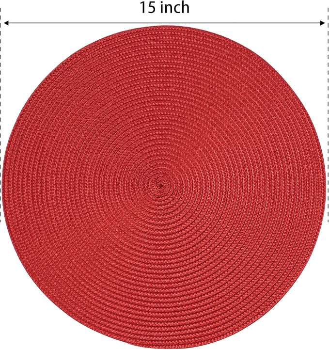 FunWheat Round Braided Placemats Set of 6 Table Mats - Image 2