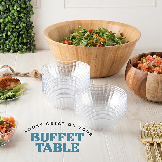 PLASTICPRO 50 Pack Plastic Bowls Crystal Like 10 oz Bowls Elegant Clear Plastic - Image 3