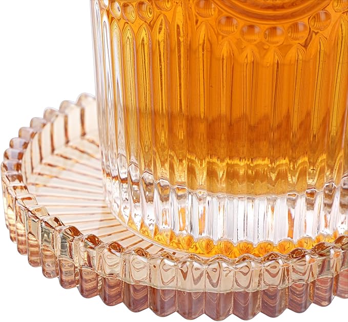 JUXYES Set of 8 Heat-Resistant Clear Glass Coaster - Image 3