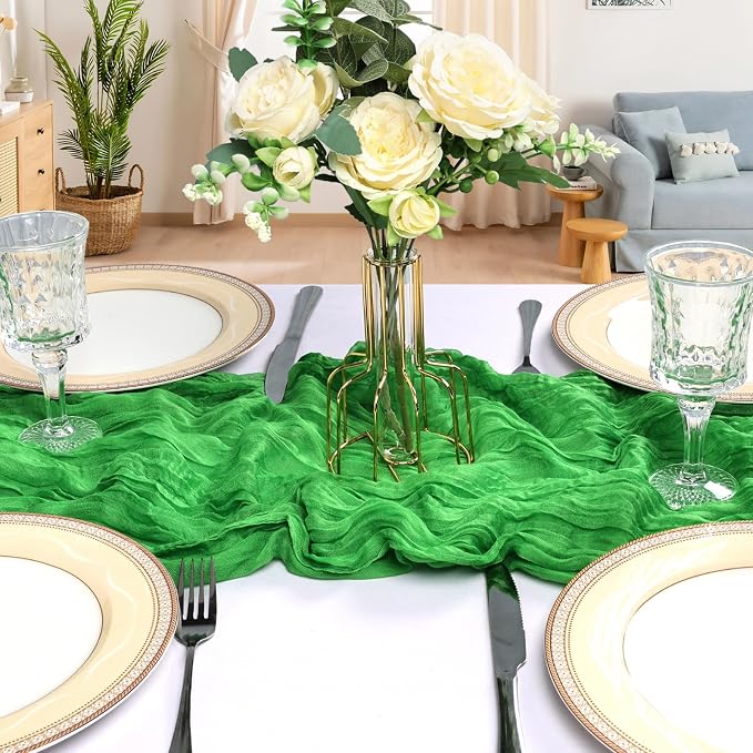 12 Pack 10Ft Green Cheesecloth Table Runner 23 x 120 Inch | Gauze Rustic Boho - Image 4