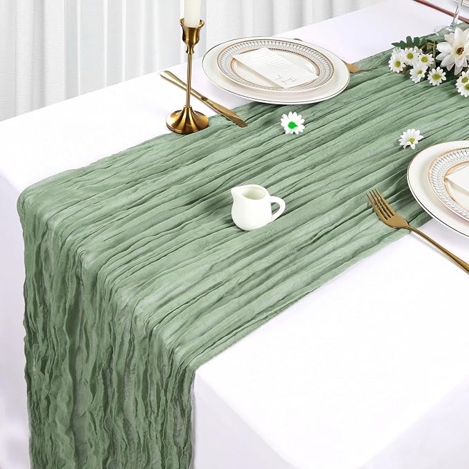 6 Pack Sage Green Cheesecloth Table Runner 10Ft Gauze Cheese Cloth Table Runner - Image 4