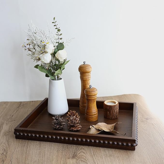 Hrastany Wood Decorative Tray, Distressed Outdoor Serving Tray - Image 7