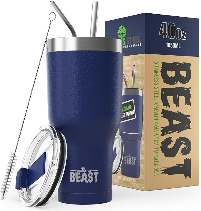 Beast 40 oz Tumbler Stainless Steel Vacuum Insulated Coffee Ice Cup Double Wall by GreensSteel
