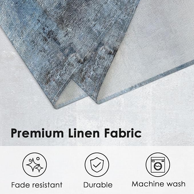 Emvency Farmhouse Placemats Set of 4, 12x18 Inch, Denim Blue | Modern Abstract - Image 3