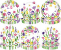 120 Pcs Spring Floral Paper Plate 7 Inch Floral Party Plate Tulip Paper Plates by Umigy