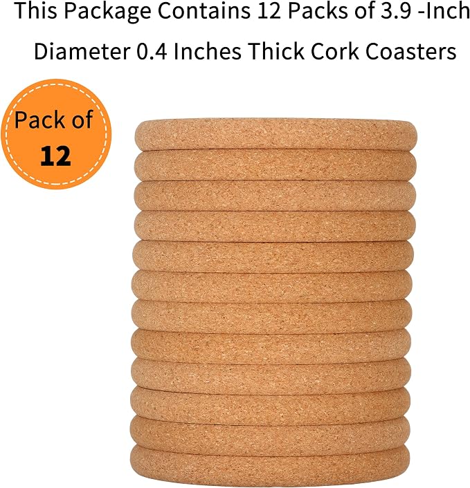 12 Pack 0.4" Ultra Thick Cork Coasters - Image 6