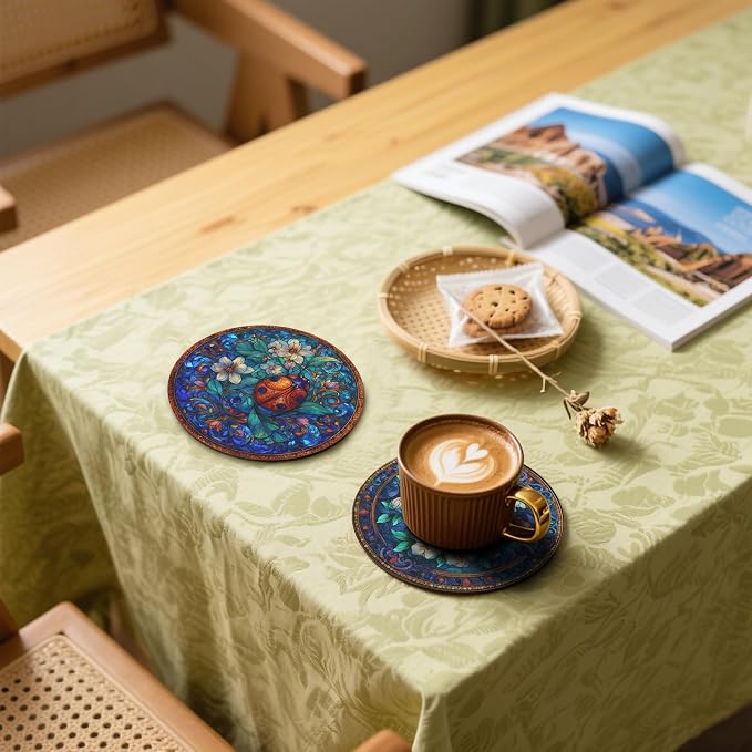 Insect Coasters Leather Round Drink Coasters 6 Pcs Set - Image 5