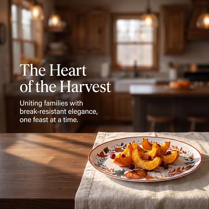 Fall Pumpkin Serving Platters Set of 2, 14 x 10.5 Inch Melamine | BPA-free - Image 3