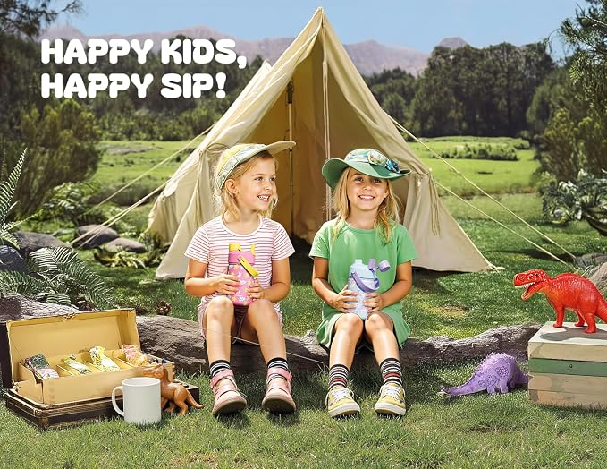 12 oz Kids Insulated Water Bottle: 2-in-1 Straw Spout Lid, Cold 24H, Car - Image 2