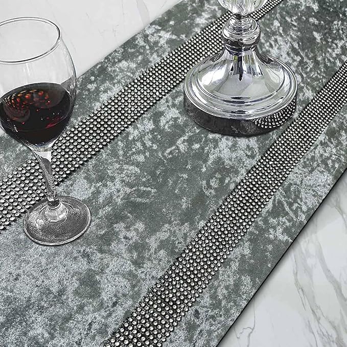 Elegant Gray Table Runner, Ombre Velvet, Double-Layer, Modern Style - Image 2