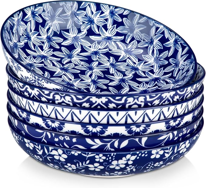 vancasso SELENE 50 oz Large Pasta Bowls Set of 6, Porcelain Serving Bowls by vancasso