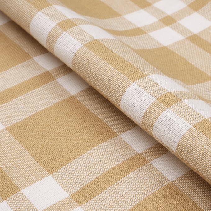 Encasa XO Table Runner, Woven Cotton Dining Runner 13"x36" Franca Beige Checks - Image 7