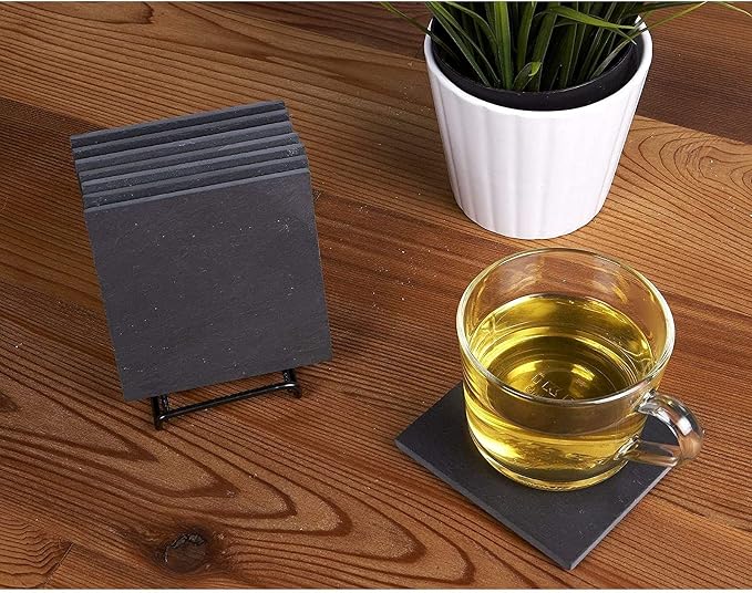 Juvale Square Black Slate Coasters Set - Image 2