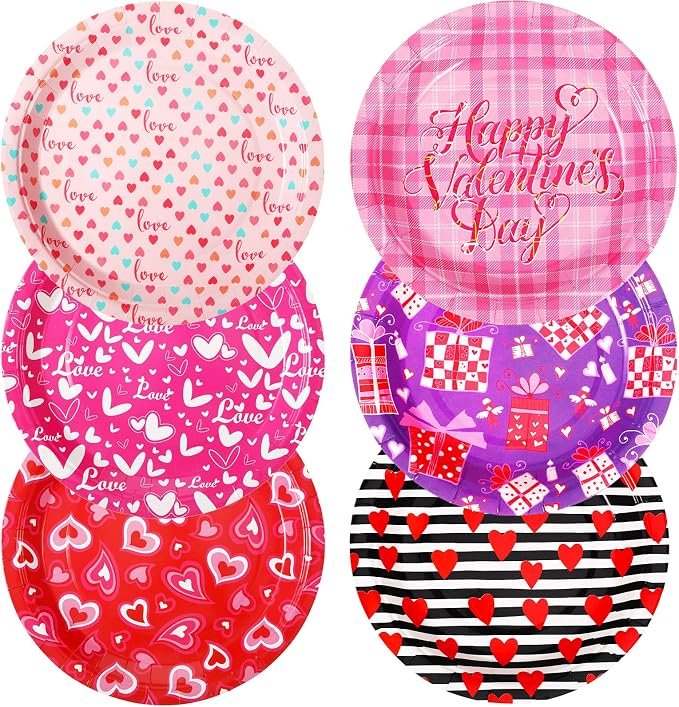 120 Pcs Valentines Party Plates 7 Inch Valentine's Day Paper Plates, Heart by Umigy