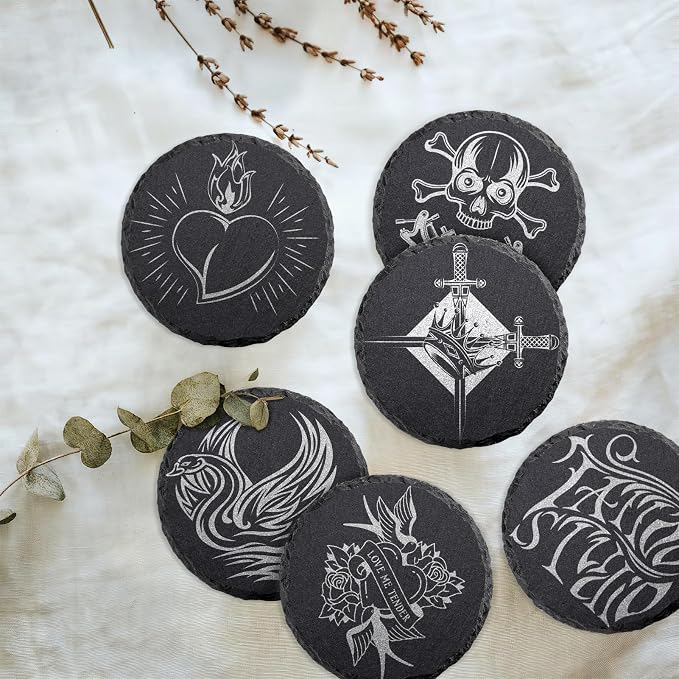 68 Pcs 4 Inch Round Black Slate Coasters Bulk - Image 3