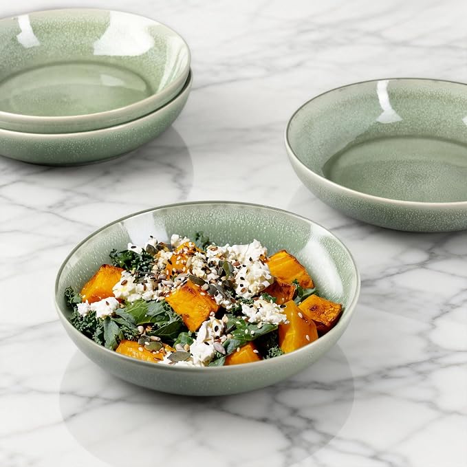 AmorArc 8.5’’ Ceramic Pasta Bowls Set of 4, 36oz Large Stoneware Bowls Set | - Image 4