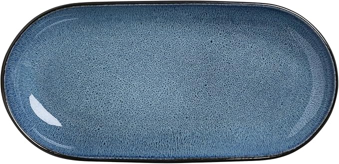 SANGO Resona Blue Serving Platters Set of 2, 14/12 Inch Stoneware Serving Dishes - Image 8