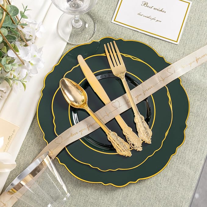 350PCS Green Plastic Plates - Image 4